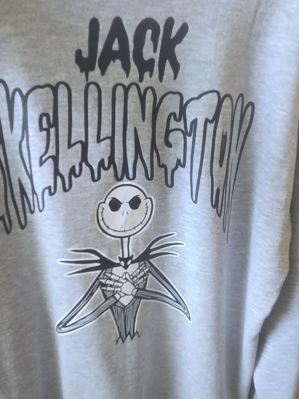 Disney Light Gray Crewneck Hoodie with Skull & Crossbones Patch